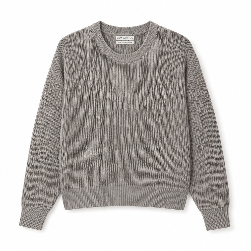 Urban Outfitters Sweater Womens Medium Grey Excellent Shaker Stitch Crew Neck